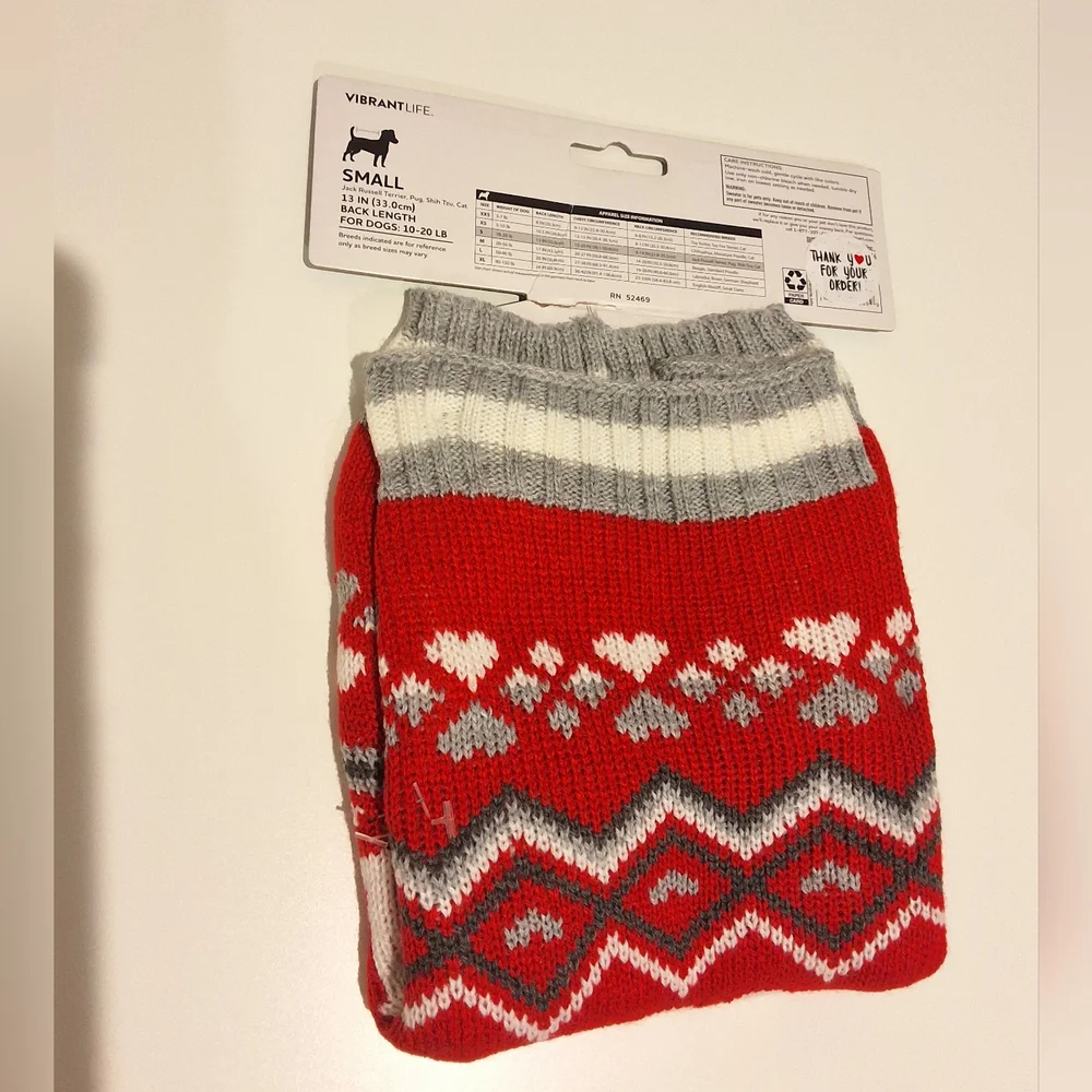 Spoiled Red Pet Sweater – Size Small Dog/Cat Holiday Knit Sweater, NWT